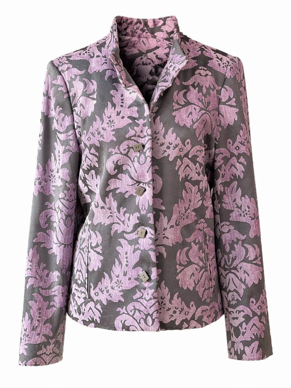 JH Collectibles Purple & Gray Damask Jacket | Structured Blazer | Size M